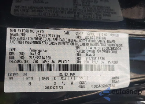 2013 Ford Focus Se from USA, damaged, VIN 1FADP3F26DL353991